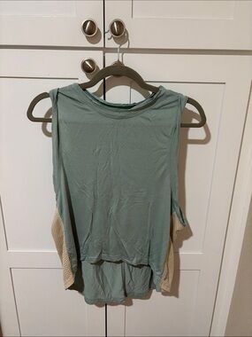 Free People Womens Blue Combo Nothing But Net Active Hi-Low Muscle Tank Top